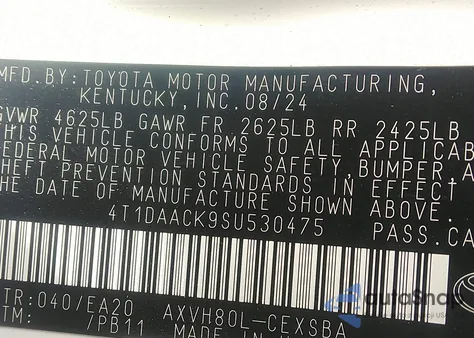 2025 Toyota Camry Se из США, поврежденный, VIN 4T1DAACK9SU530475